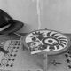 Ceramic coffee table and vintage wood year 1965 signed Dan