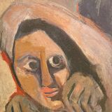 Expressionist portrait 1965 signed GR