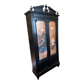 Napoleon III wardrobe / showcase in blackened wood