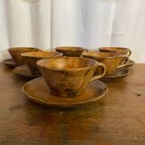 Série De 6 Anciennes Tasses Poterie Des Grottes Céramique Beige Vintag