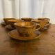 Set of 6 Antique Cave Pottery Cups, Beige Vintage Ceramic