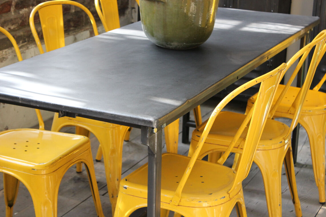 Industrial metal table of the 50s