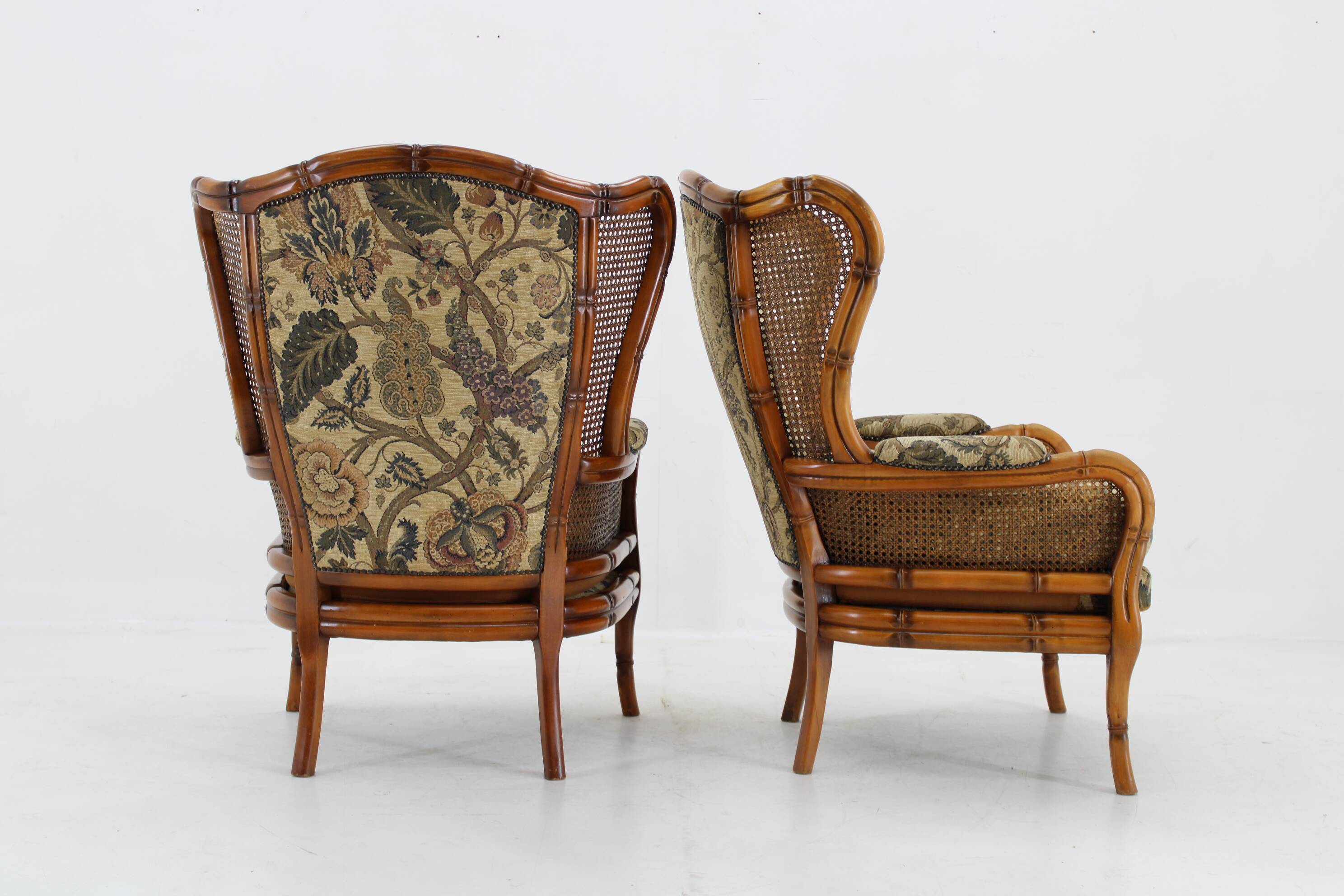 1960s Pair of Rattan Armchairs , Italy