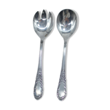 Old salad cutlery, made of metal, in their Amefa case