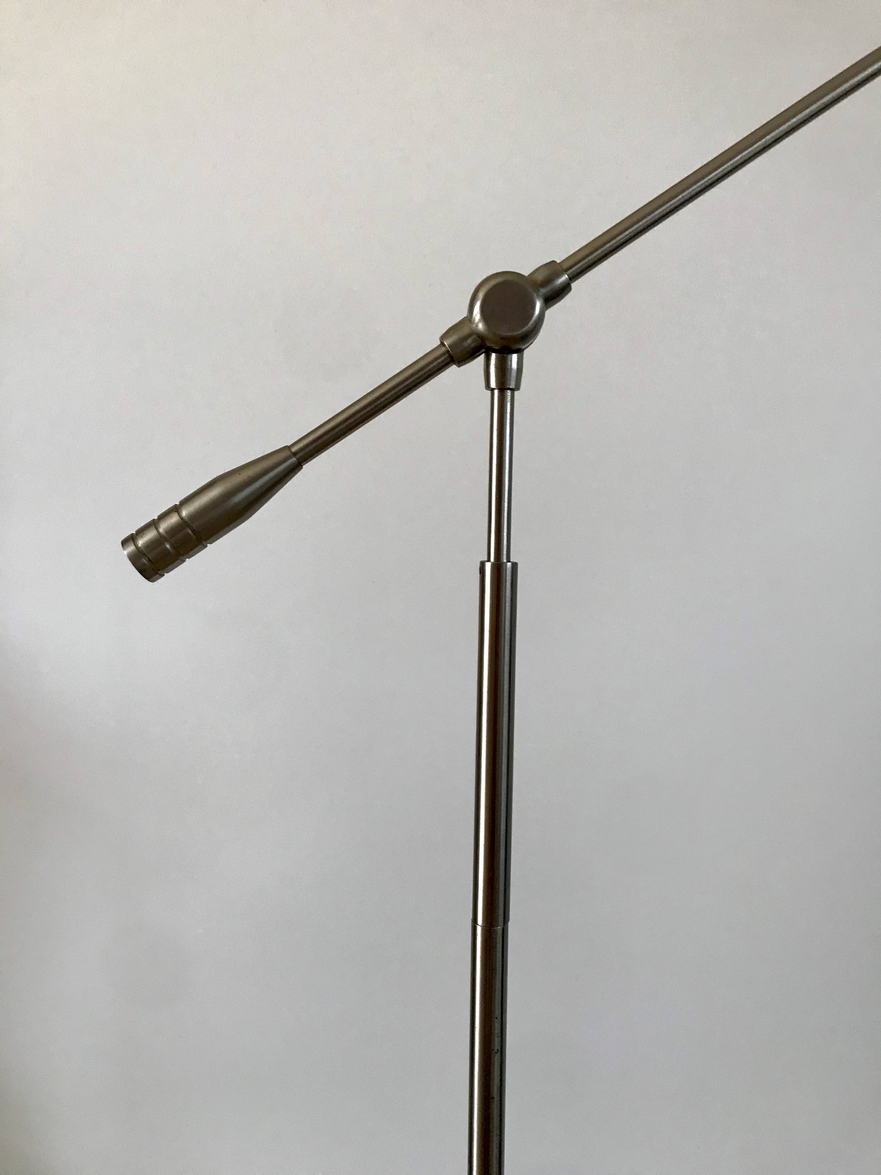 Pivoting brushed aluminum floor lamp from the 70s