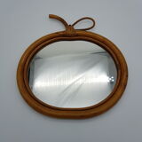 Vintage mirror apple-shaped in bamboo - 32cm