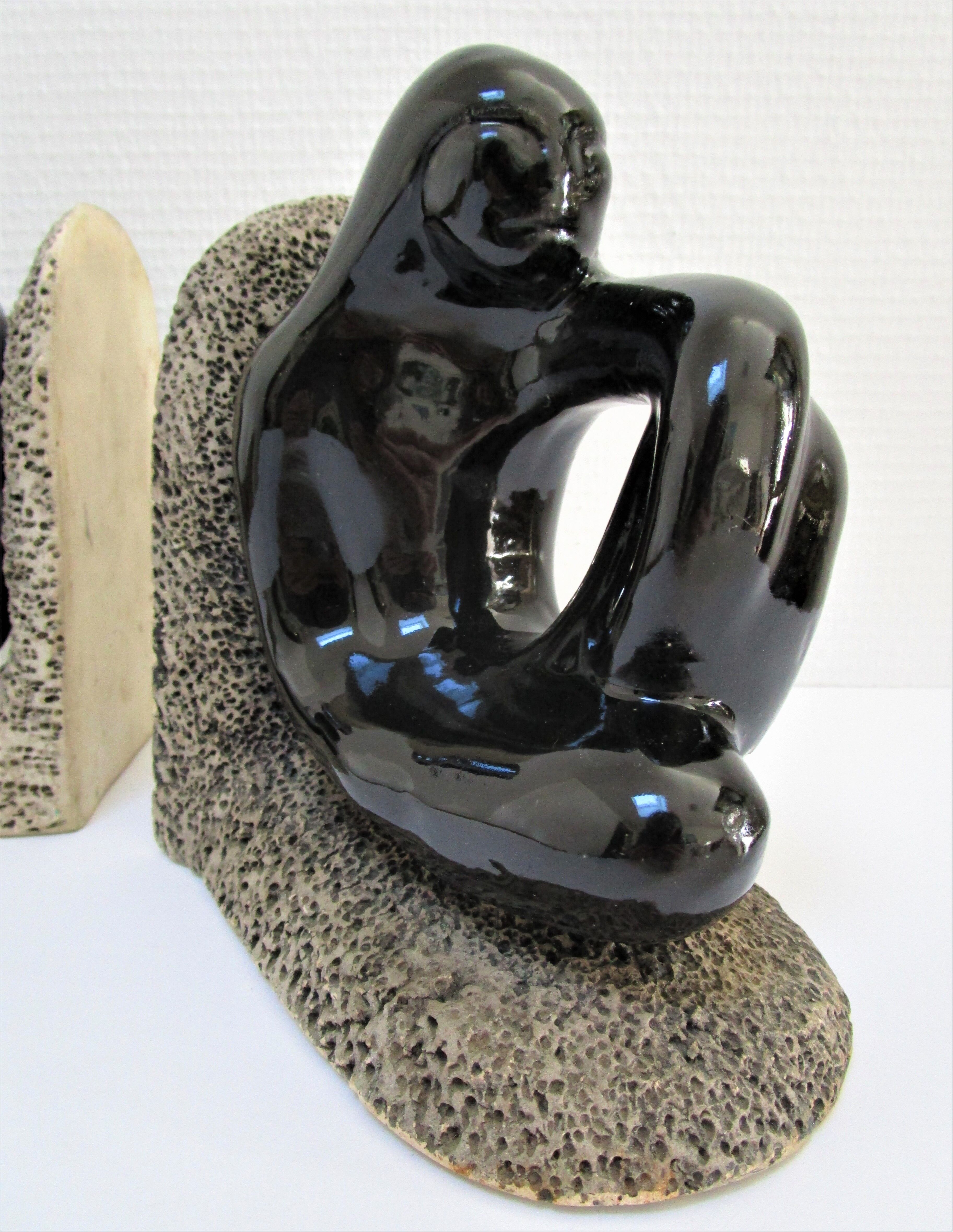 Pair of sculptural ceramic bookends design 70s