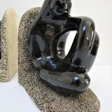 Pair of sculptural ceramic bookends design 70s