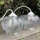 Double Mathias pendant lights ref SU004 in transparent glass in relief corolla shape
