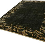 Hand-knotted anatolian antique 1970s 213 cm x 298 cm black wool carpet