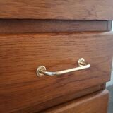 vintage desk with wooden storage drawers