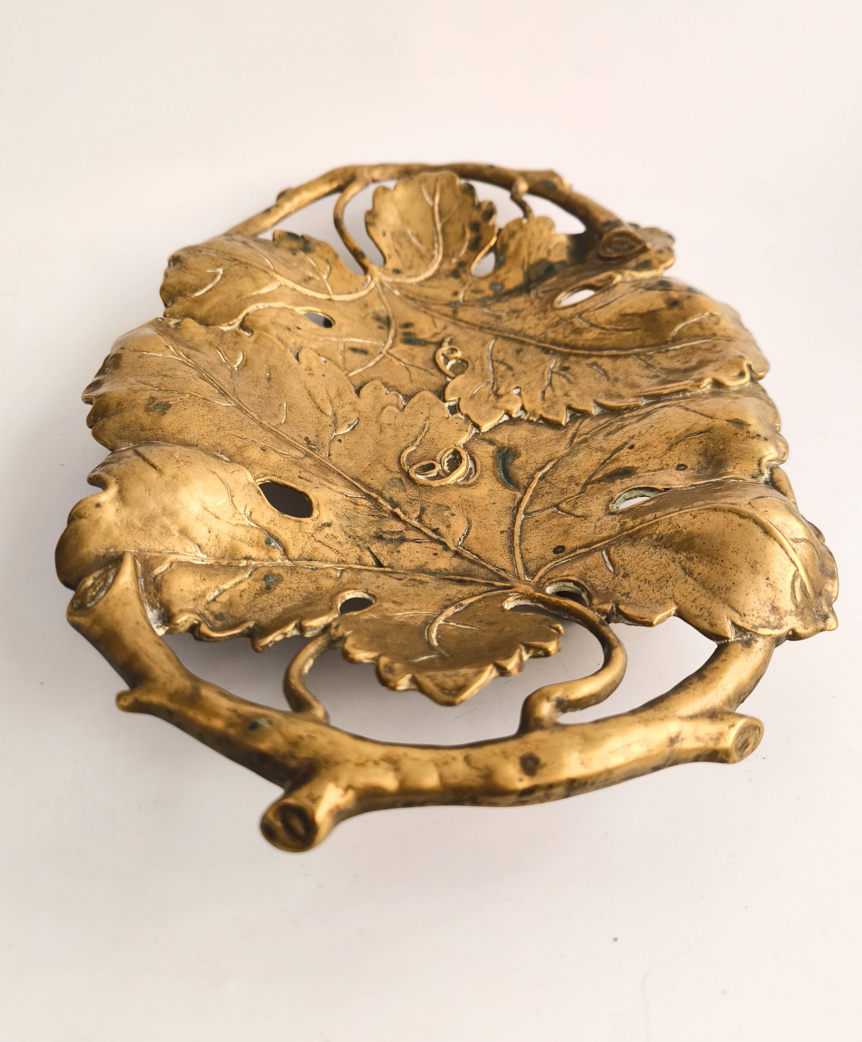 French bronze tray in Oak Leaf style from the 1950s