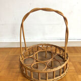 Vintage wicker bottle rack