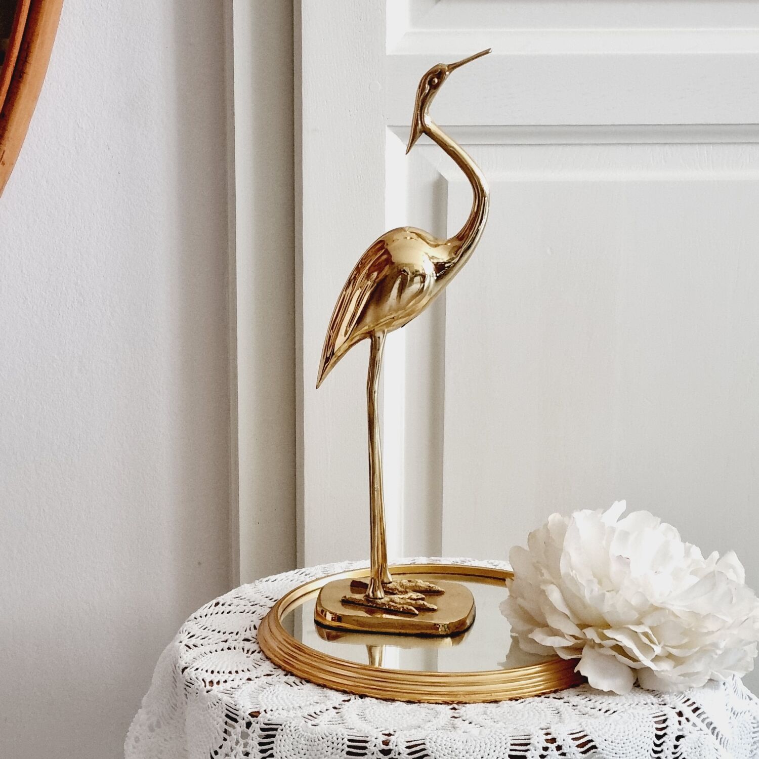 Ibis heron gilded brass