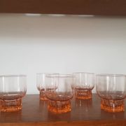 Set of 5 small pink glasses