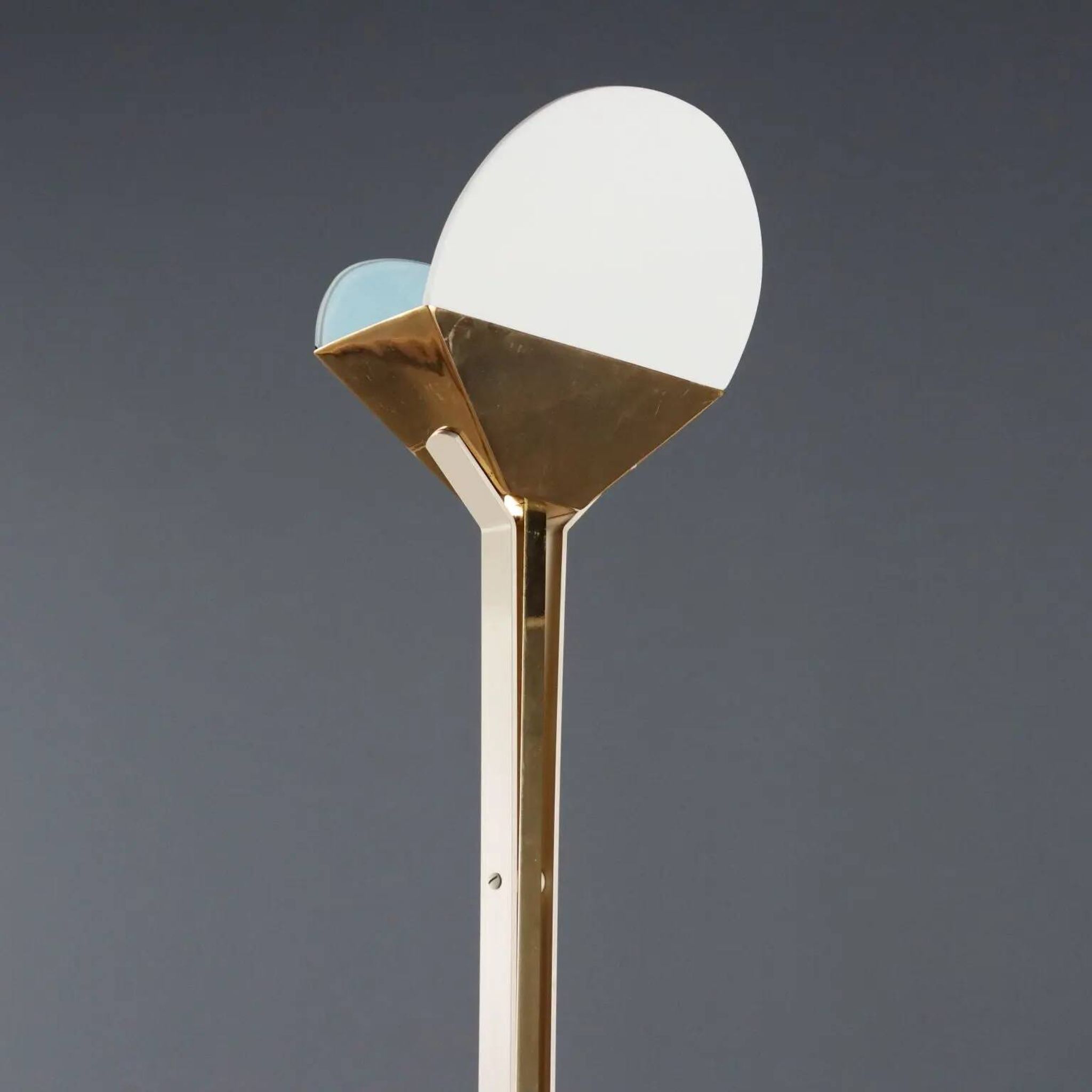 Vintage aluminium and glass floor lamp, Italian design, 1980s.