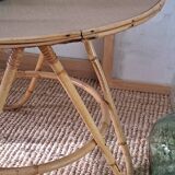 Vintage round bamboo and rattan table
