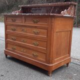 Oak and marble chest of drawers