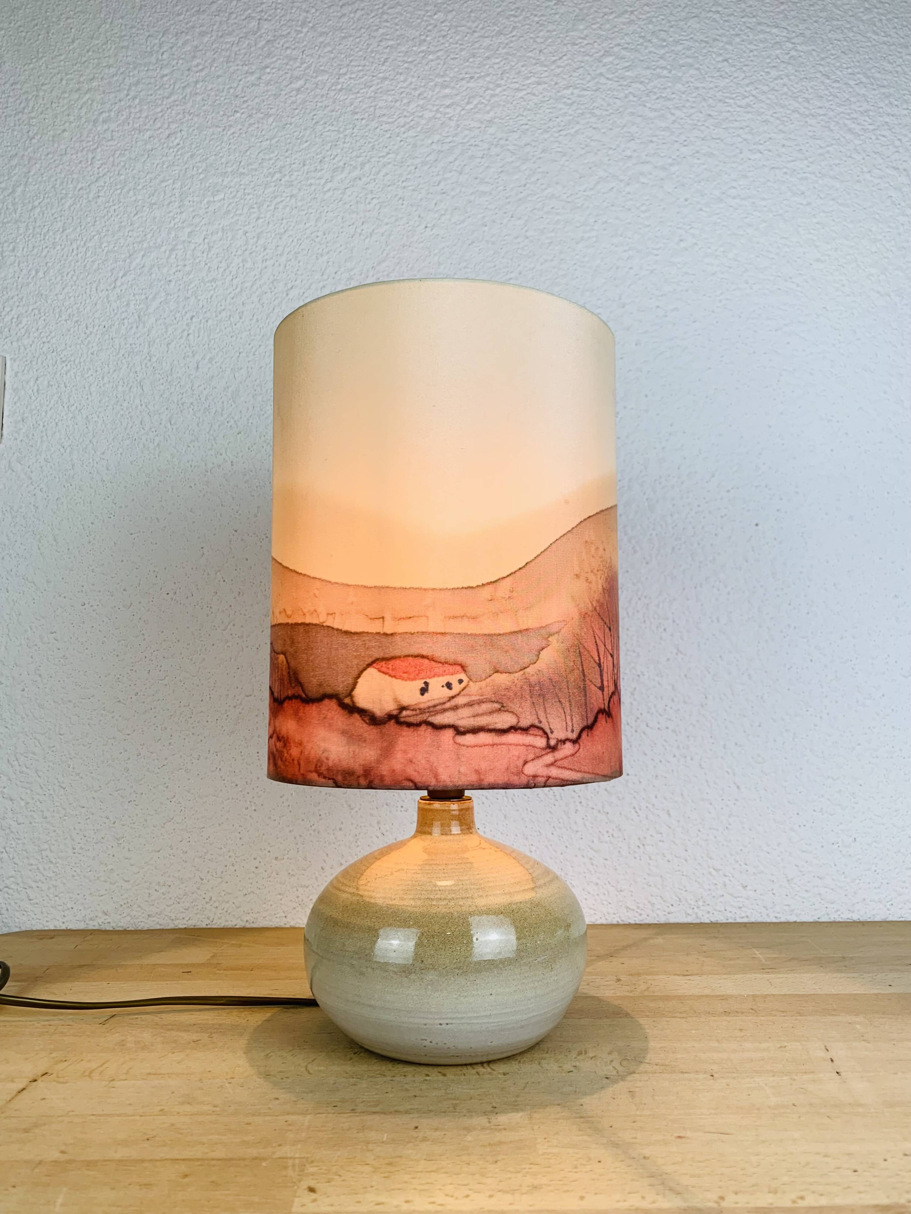 Vintage stoneware ball lamp, ceramic from the 70s