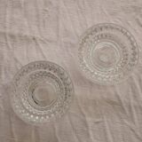 Set of 2 glass candle holders, ridged effect
