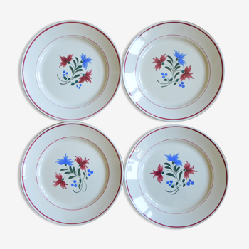 Lot de 4 assiettes Lunéville collection Denise