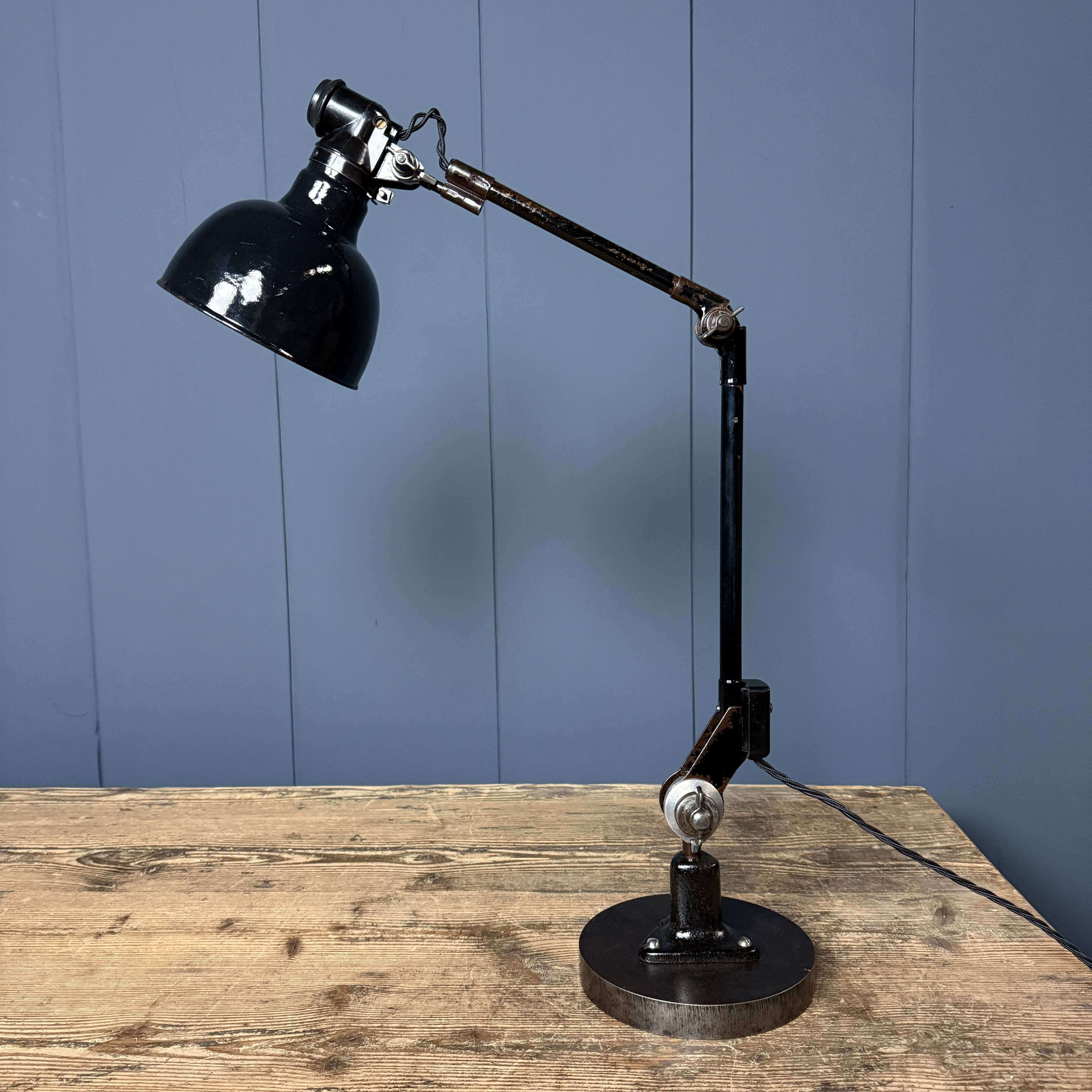Rademacher black table lamp with enamel shade