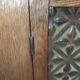 Trypic mirror, with tablet. Velvet and openwork metal braces