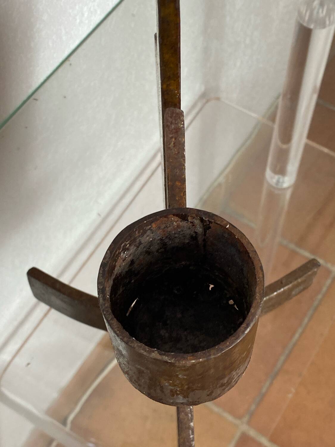 Large brutalist wrought iron chandelier, 1970s