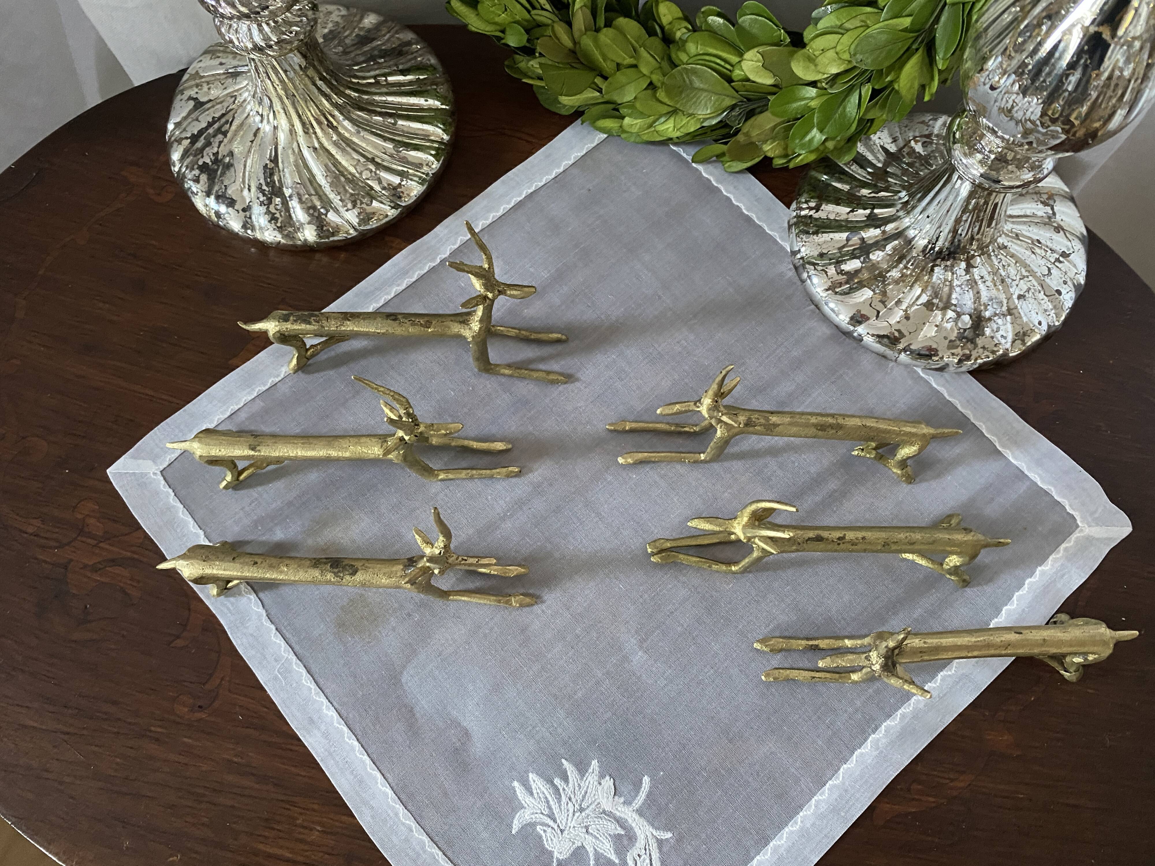 Lot de 6 porte-couteaux en bronze doré