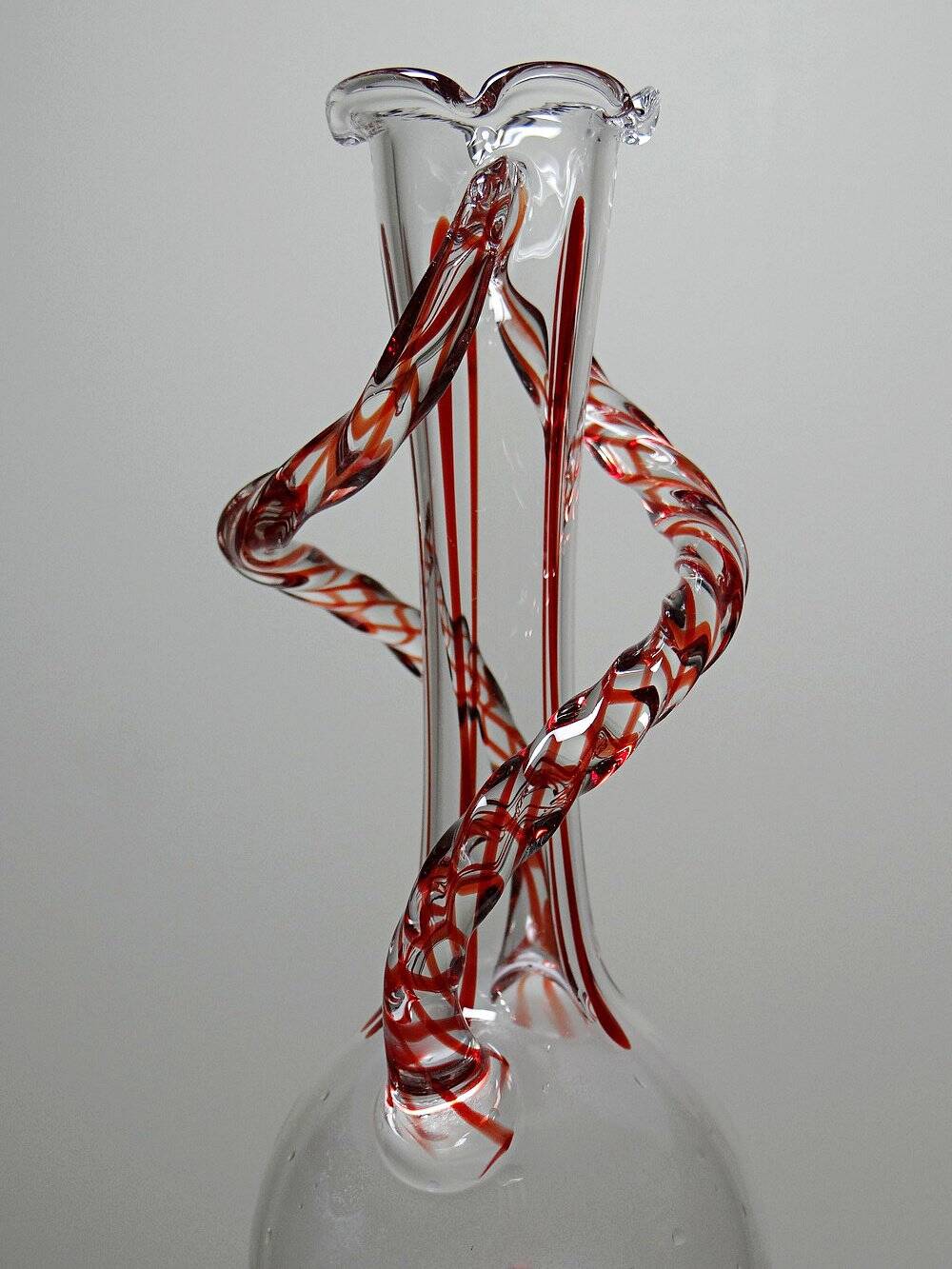 Vintage Murano blown glass soliflore vase 50-60 Filigrana/Zanfirico