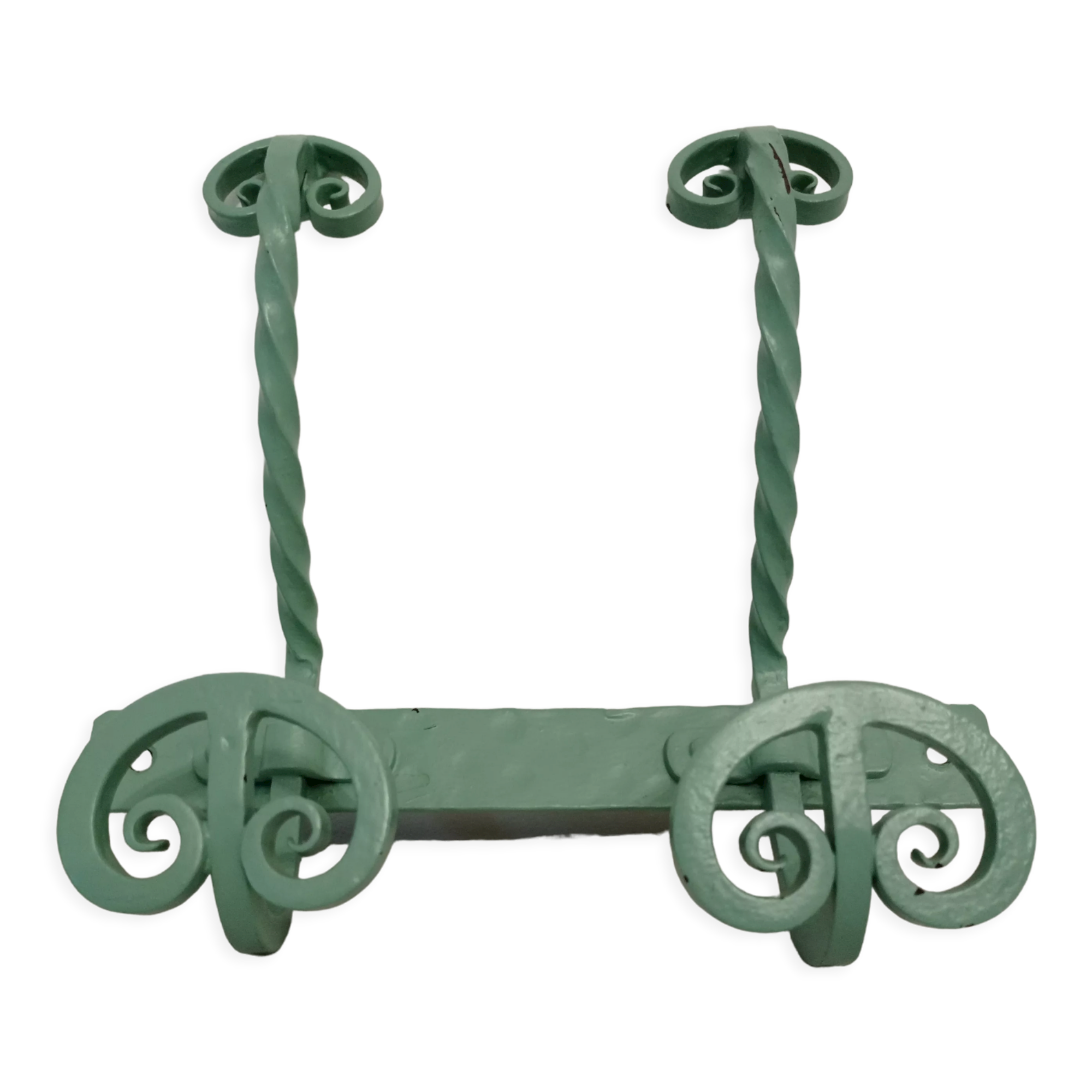 Double wrought iron coat hooks