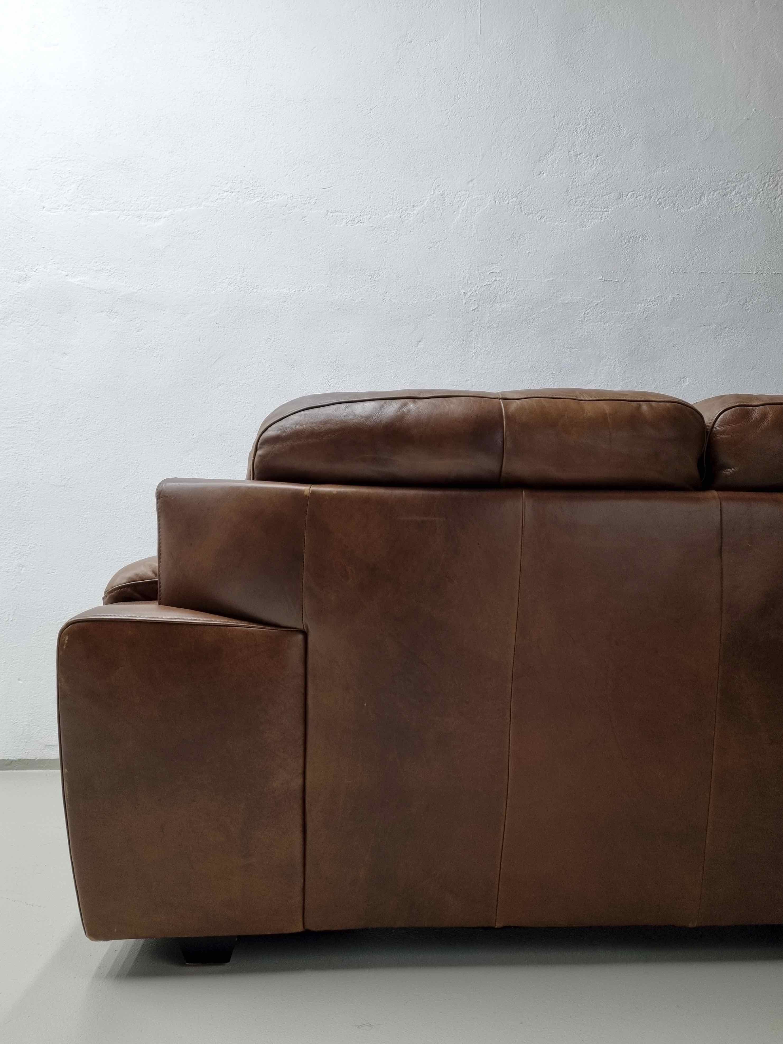Brown buffalo leather sofa 193 cm