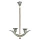 Elegant 2 cup Barovier Art Deco chandelier, Murano glass, brass structure 1940s