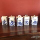 5 cobalt blue flower spice jar