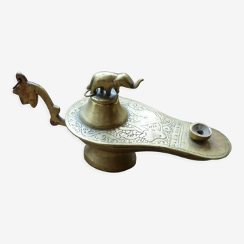 Ancienne lampe à huile style Oriental Aladin en cuivre