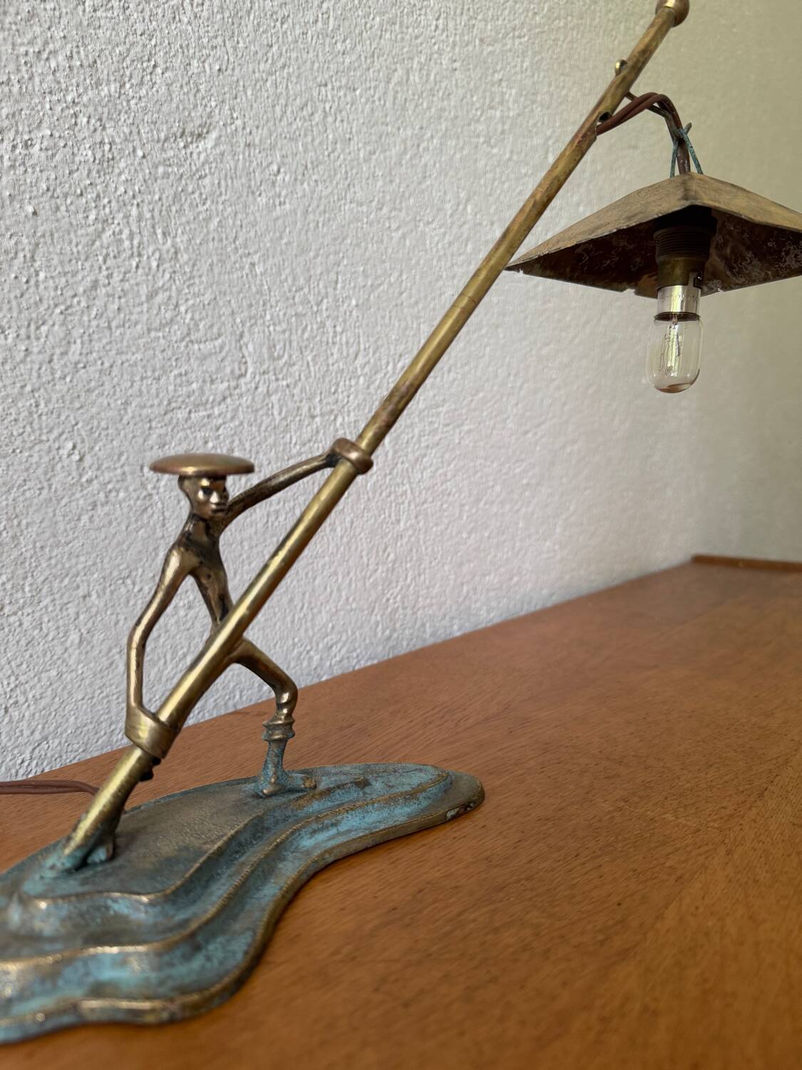 Hakuli bronze lamp from Israel, 1950s