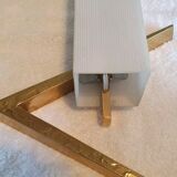 Arlus pair of wall sconces in gilt bronze and opaline glass, 1950