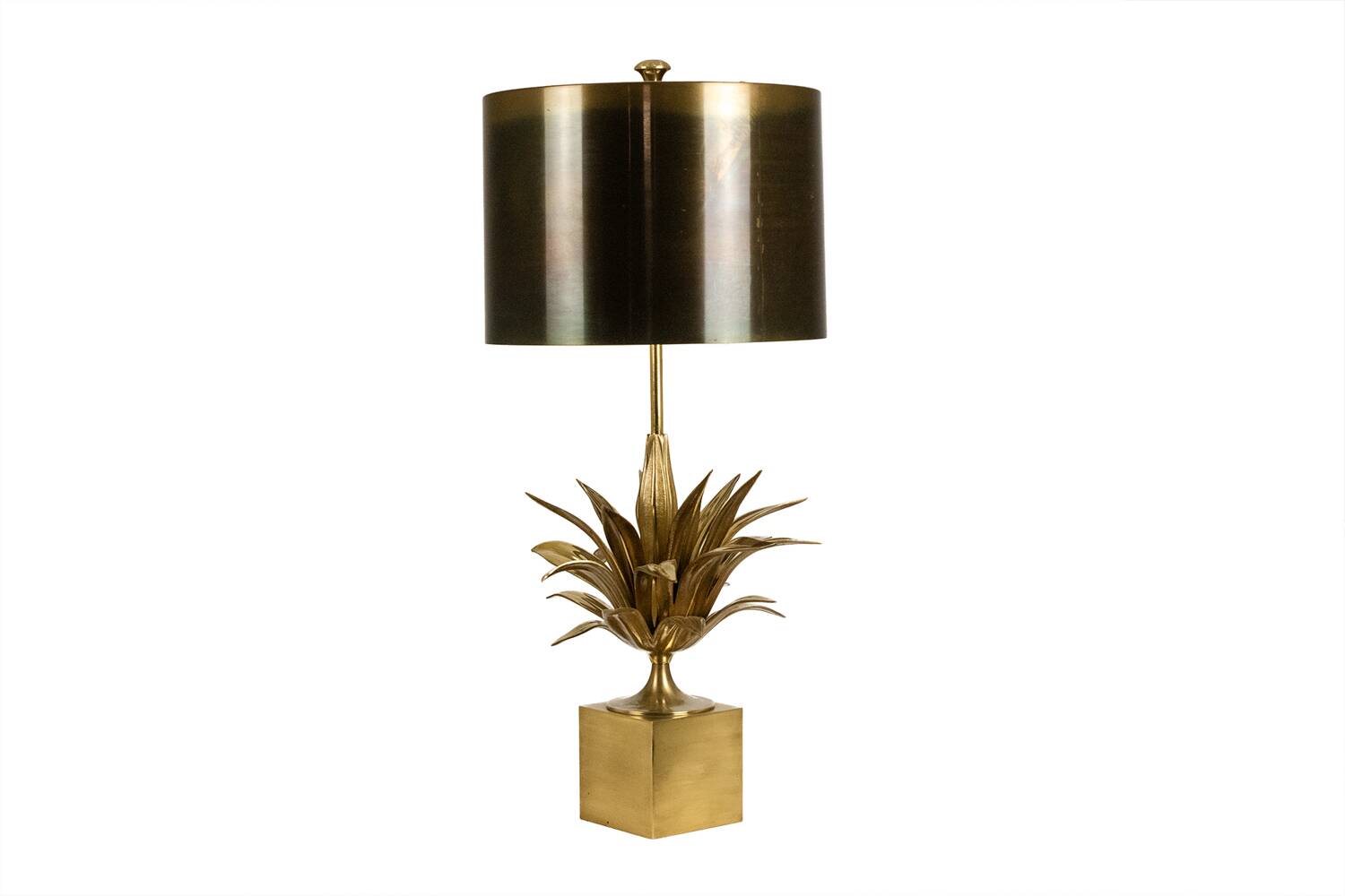 Maison Charles, "Agave" lamp in gilded bronze and patinated brass. 1970s