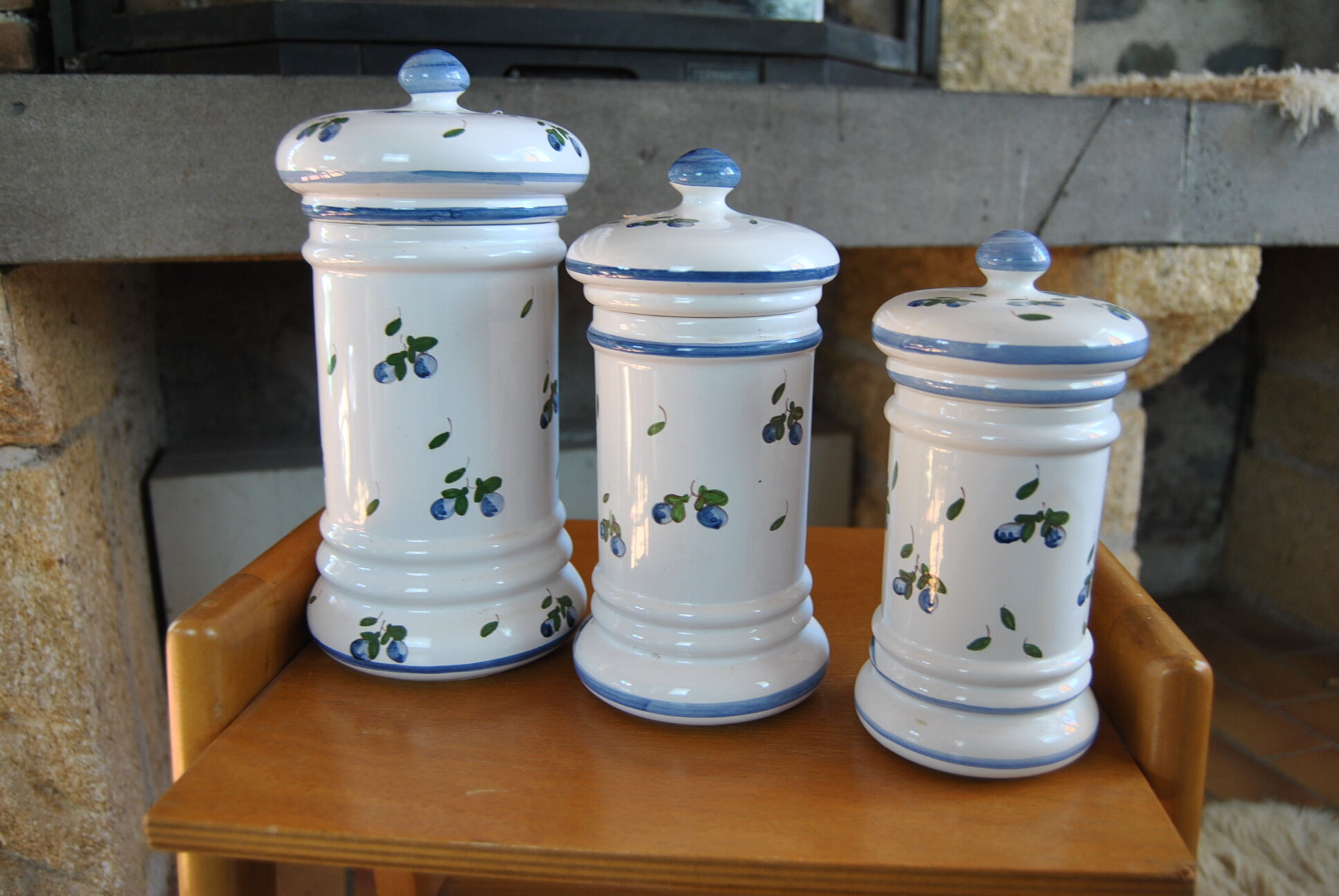 Set of 3 hand-painted cotton pots