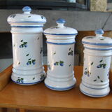Set of 3 hand-painted cotton pots
