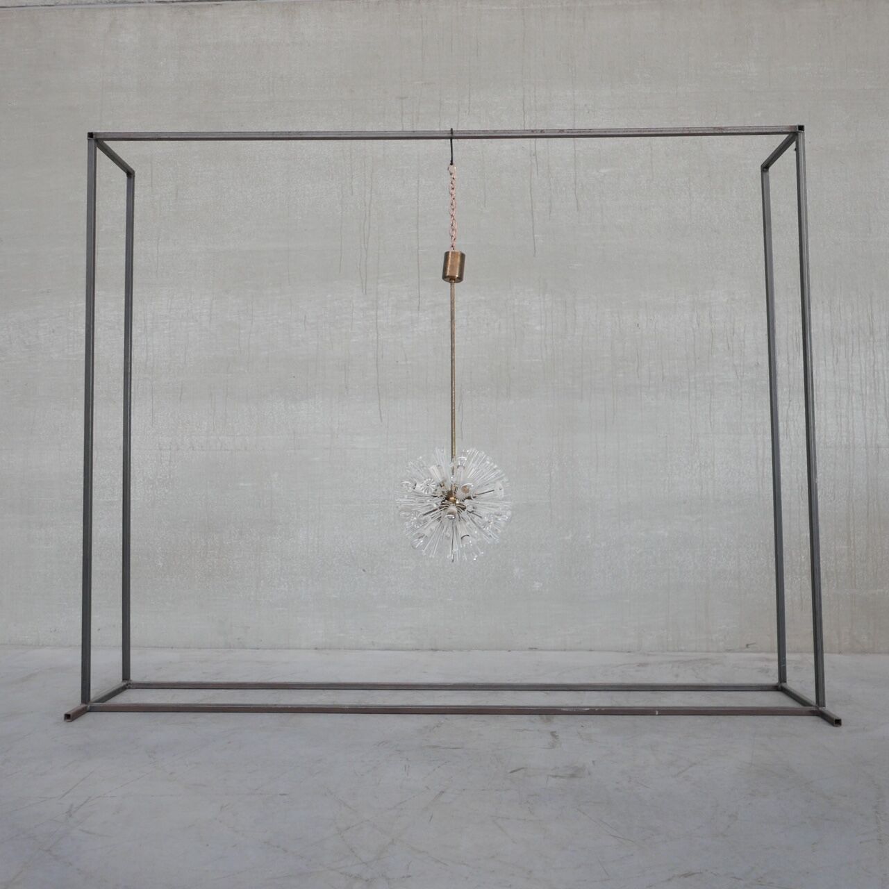 Austrian Mid-Century Glass and Brass Chandelier Pendant by Emil Stejnar