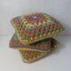 3 vintage crochet cushions