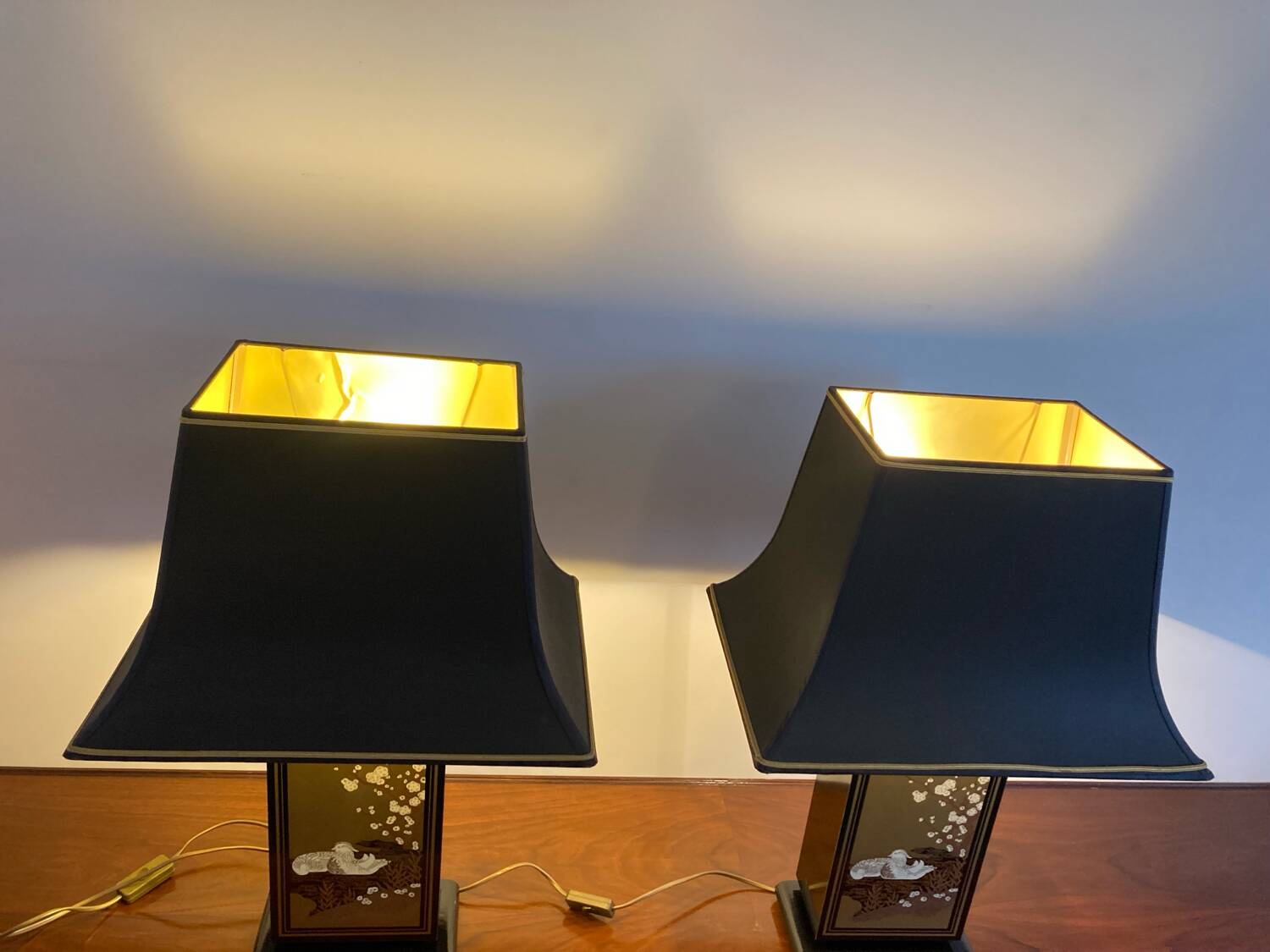 Pair of Le Dauphin pagoda lamps