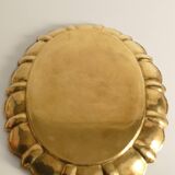 Hollywood Regency Large Oval Brass Tray by Firma Lars Holmström, Sweden 1940's