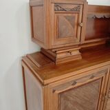 Buffet haut art and craft Art déco français en bois blond 1950 1960