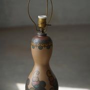 Terracotta table lamp, Art Nouveau, L. Hjorth, Bornholm, Denmark, 1930s