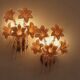 Pink lily spectacular Murano wall lamps by Franco Luce 1970