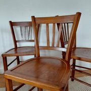 Set of 4 vintage bistro chairs in wood - brasserie style