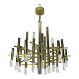Sciolari 15 lights slight gilded chrome and perspex Chandelier model Ice, Italy 60s
