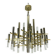 Lustre Sciolari 15 lumières chrome légèrement doré et perspex modèle Ice, Italie années 60